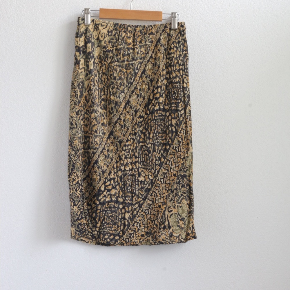 Carole Little Black and Tan Patterned Midi Skirt